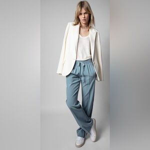 Zadig & Voltaire Pomy pants with shimmer stripe blue sz 36 track pant - sz 6